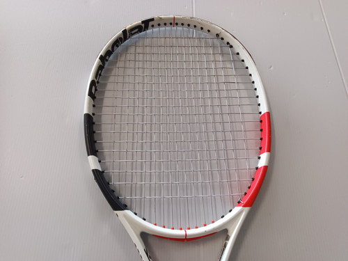 Vist Large View of Product Image Which is Used Babolat Pure Strike 98 Adult Tennis Racquet Black 4 1/2"
