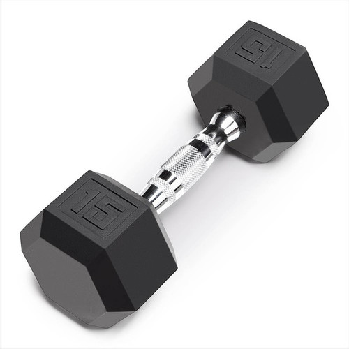 Vist Large View of Product Image Which is New Marcy 15 LB. Rubber Hex Dumbbell