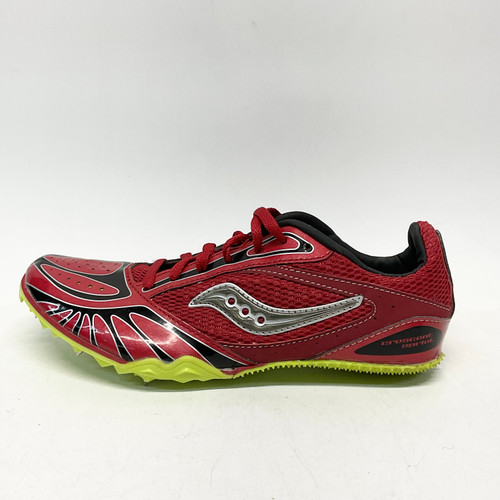 Vist Large View of Product Image Which is Used Saucony CRESCENT SPIKE 2 SPRINT Track & Field Cleats Adult Red Senior 7.5
