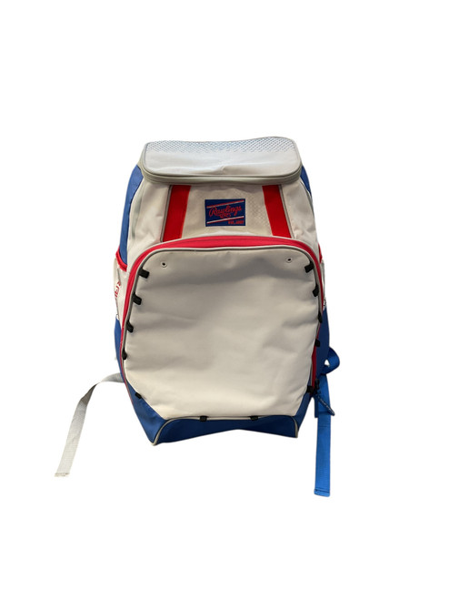 Vist Large View of Product Image Which is Used Rawlings 2 BAT BACKPACK RED/BLU/WHT BB/SB Player Backpack White/Royal/Red