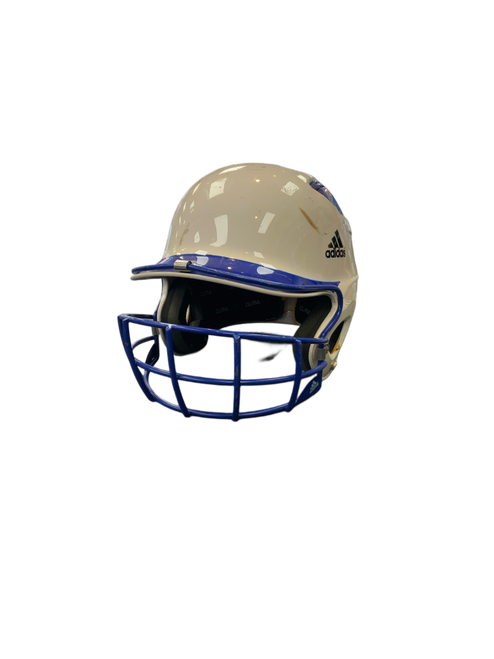 Vist Large View of Product Image Which is Used Adidas CLIMALITE Batting Helmet w/Mask Royal Blue And White MD