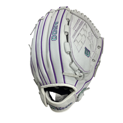 Vist Large View of Product Image Which is New Wilson A500 SIREN RH Throw Fastpitch Gloves None 12 1/2"