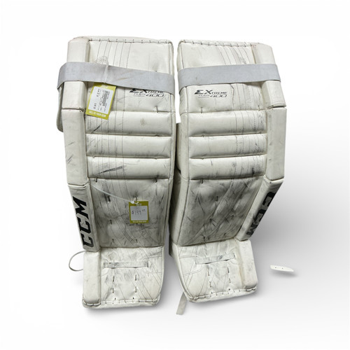 Vist Large View of Product Image Which is Used CCM EXTREME FLEX 400 Goalie Leg Pads Senior White 35"