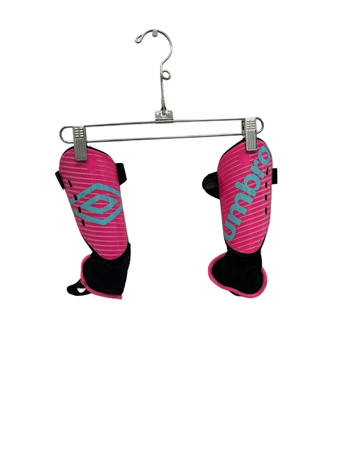 Vist Large View of Product Image Which is Used Umbro Jr Lg Pink Soccer Shin Guards 