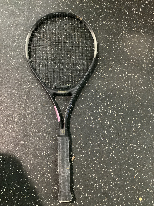 Vist Large View of Product Image Which is Used Wilson COURT SLAM XLB Adult Tennis Racquet Black 4 1/4"