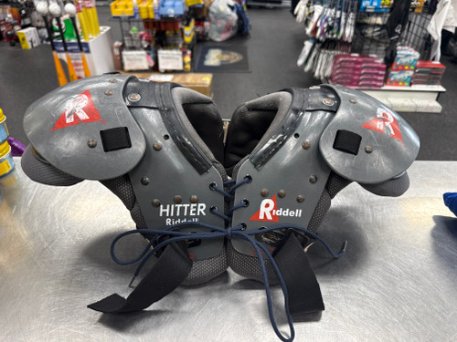 Vist Large View of Product Image Which is Used Riddell HITTER FB Shoulder Pads Grey Junior