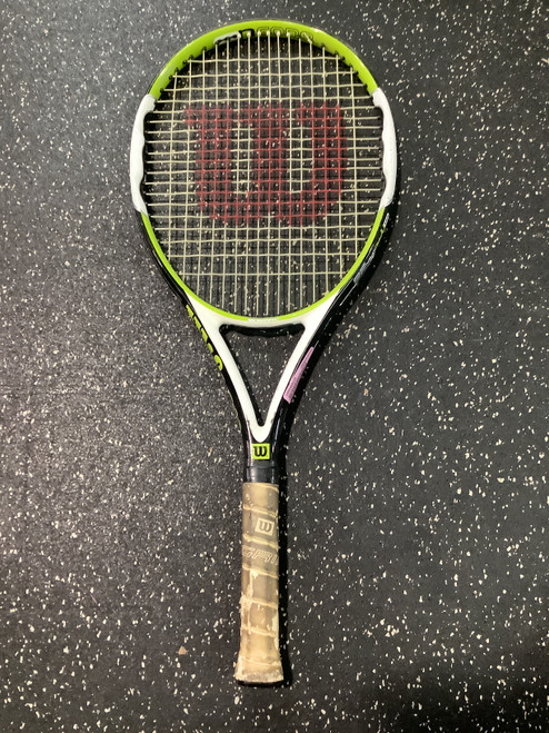 Vist Large View of Product Image Which is Used Wilson N PRO OPEN 25 Adult Tennis Racquet Yellow 4"