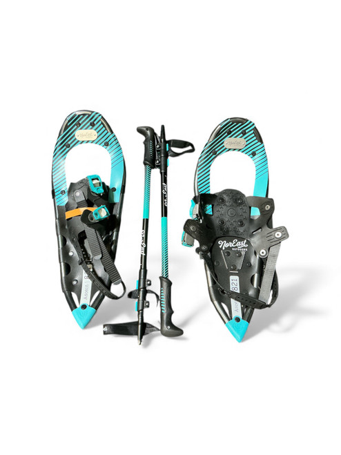 Vist Large View of Product Image Which is Used NOREAST OUTDOORS Snowshoes Mens Turquoise 21"