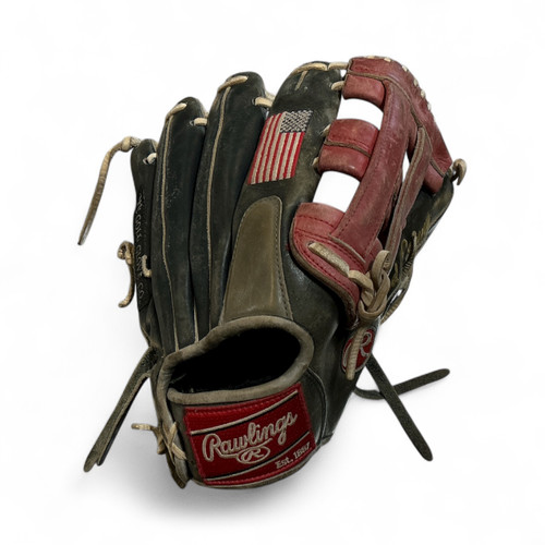 Vist Large View of Product Image Which is Used Rawlings PROJD7-6 BB/SB Glove RH Throw Black 12 1/2"