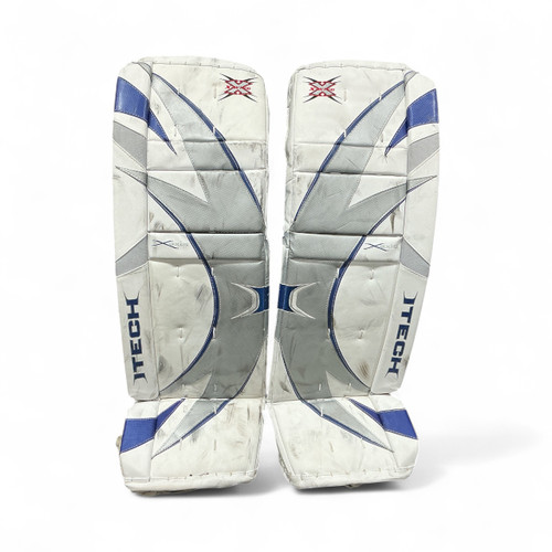 Vist Large View of Product Image Which is Used Itech X-FACTOR Goalie Leg Pads Senior White 36"