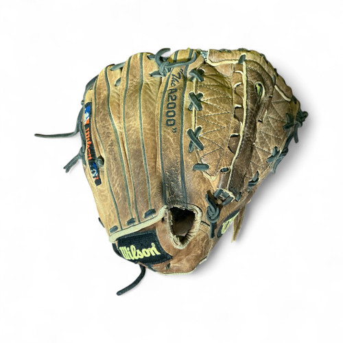 Vist Large View of Product Image Which is Used Wilson A2000 XLC BB/SB Glove RH Throw Brown 12"