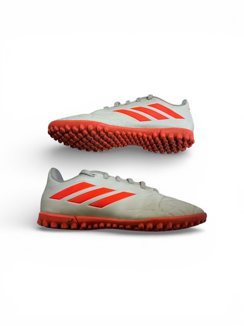 Vist Large View of Product Image Which is Used Adidas Soccer Indoor Shoes Orange And White Junior 03