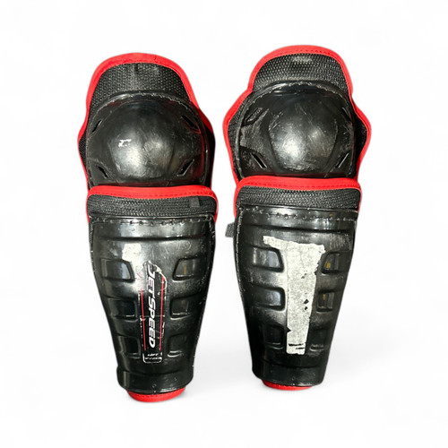 Vist Large View of Product Image Which is Used CCM JETSPEED Youth Shin Guards Black 9"