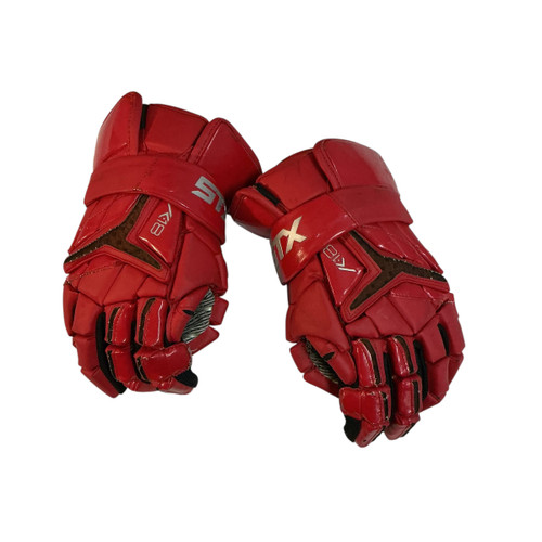 Vist Large View of Product Image Which is Used STX K18 Lacrosse Gloves Mens Red 13"
