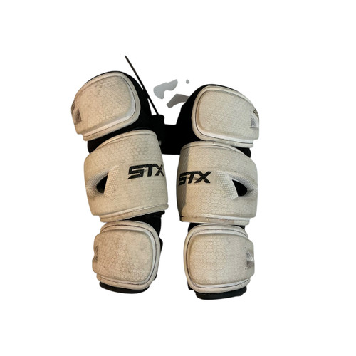 Vist Large View of Product Image Which is Used STX ASSUALT Lacrosse Arm Pads/Guards White LG