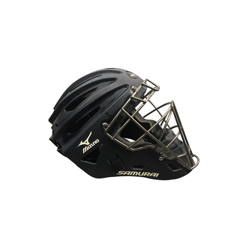 Vist Large View of Product Image Which is Used Mizuno MSCHY200 Catchers Mask Navy Blue