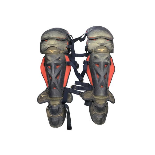 Vist Large View of Product Image Which is Used Mizuno SAMURAI YOUTH 14 INCHES Catchers Chest Protector Navy Blue And Red Youth
