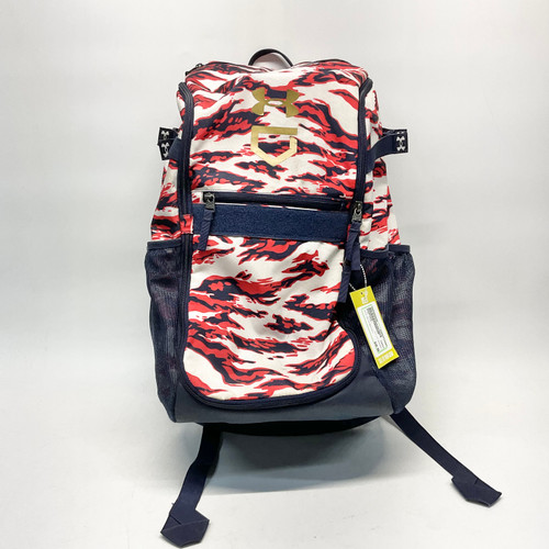 Vist Large View of Product Image Which is Used Under Armour UTILITY BASEBALL BB/SB Player Backpack White/Red/Navy