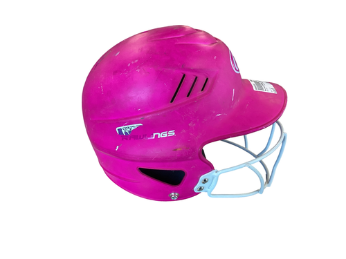Vist Large View of Product Image Which is Used Rawlings BASEBALL HELMET Batting Helmet w/Mask Pink MD