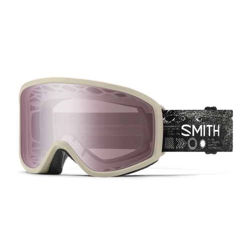 Vist Large View of Product Image Which is New Smith Reason OTG 2026 Snow Goggles- Chalk Space Invader/Ignitor Mirror Lens