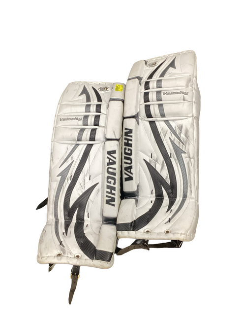 Vist Large View of Product Image Which is Used Vaughn VELOCITY V4 7450 Goalie Leg Pads Senior White 32"
