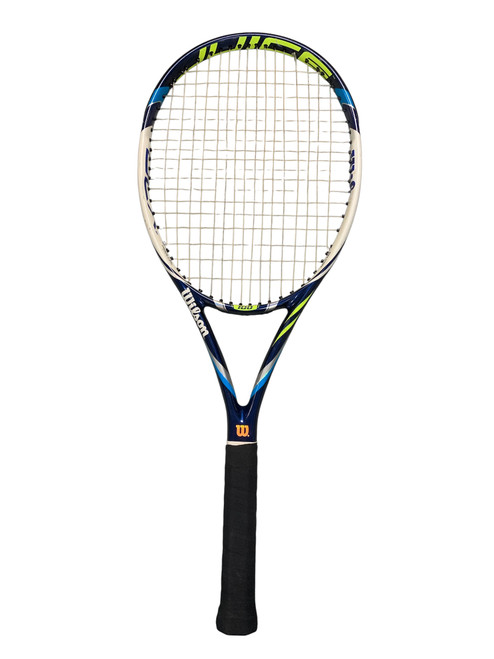 Vist Large View of Product Image Which is Used Wilson JUICE Adult Tennis Racquet Navy Blue Unknown