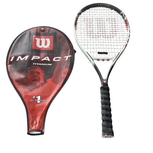 Vist Large View of Product Image Which is Used Wilson IMPACT Adult Tennis Racquet White 4 3/8"