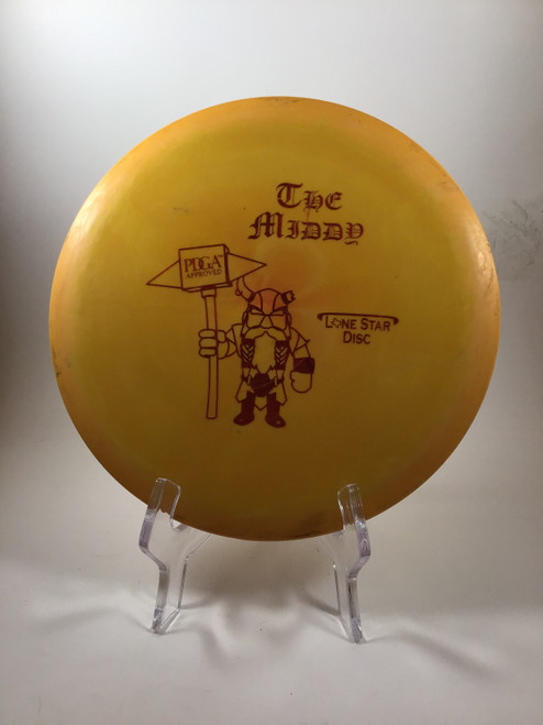 Vist Large View of Product Image Which is Used Lone Star Disc BRAVO THE MIDDY Disc Golf Mid Range Yellow 177g