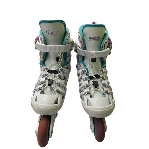 Vist Large View of Product Image Which is Used RollerDerby STINGER 5.2 Junior Rec Fitness Skates White Adjustable