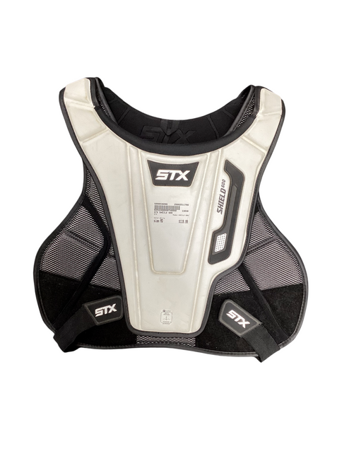 Vist Large View of Product Image Which is Used STX SHEILD 600 Lacrosse Rib Pads White Medium
