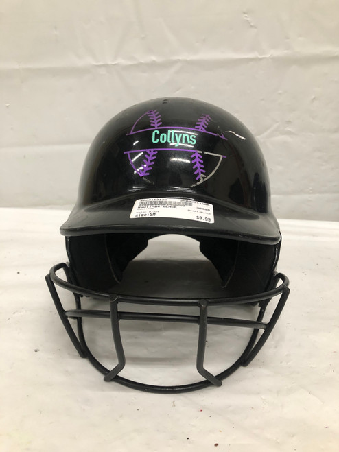 Vist Large View of Product Image Which is Used Rawlings BLACK Batting Helmet w/Mask Black SM