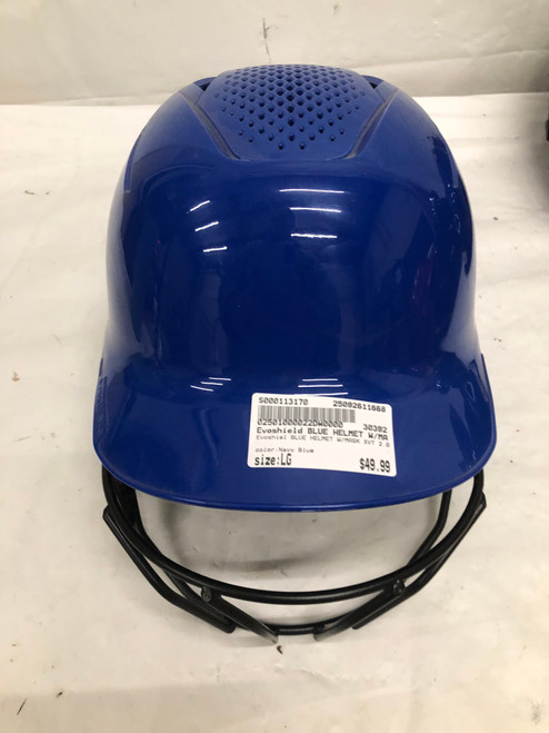 Vist Large View of Product Image Which is Used Evoshield BLUE HELMET W/MASK XVT 2.0 Batting Helmet w/Mask Navy Blue LG