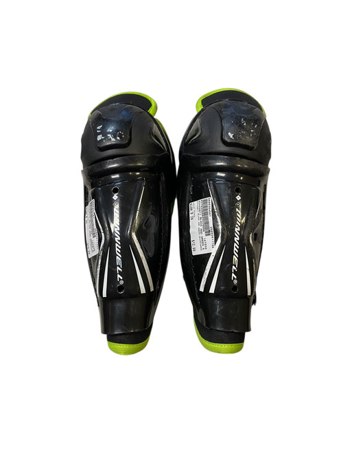 Vist Large View of Product Image Which is Used WinnWell BLACK AND GREEN SHINGUARDS Youth Shin Guards Black 8"