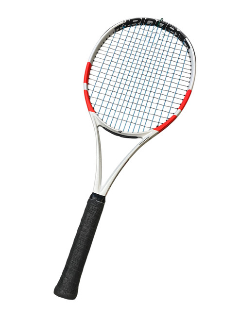 Vist Large View of Product Image Which is Used Babolat PURE STRIKE 100 Adult Tennis Racquet White 4 1/4"