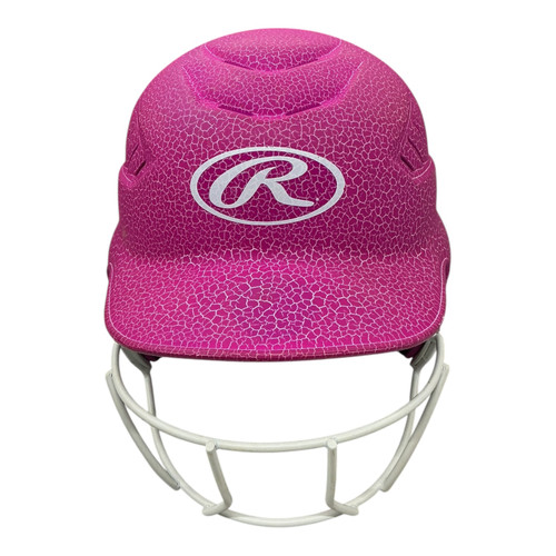 Vist Large View of Product Image Which is Used Rawlings HELMET W/MASK Batting Helmet w/Mask Pink One Size