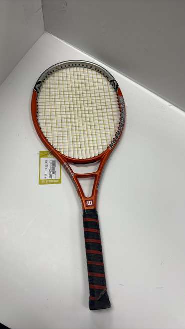 Vist Large View of Product Image Which is Used Wilson HYPER CARBON Adult Tennis Racquet Orange 4 1/2"