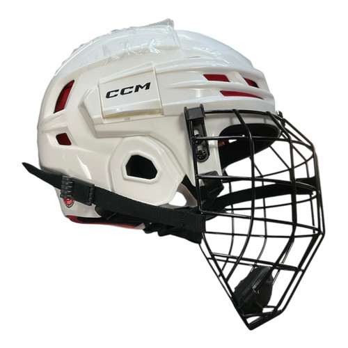 Vist Large View of Product Image Which is Used CCM TACKS 70 Helmet Cage Combo White LG