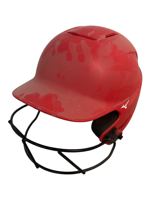 Vist Large View of Product Image Which is Used Mizuno F6-BT Batting Helmet w/Mask Red SM