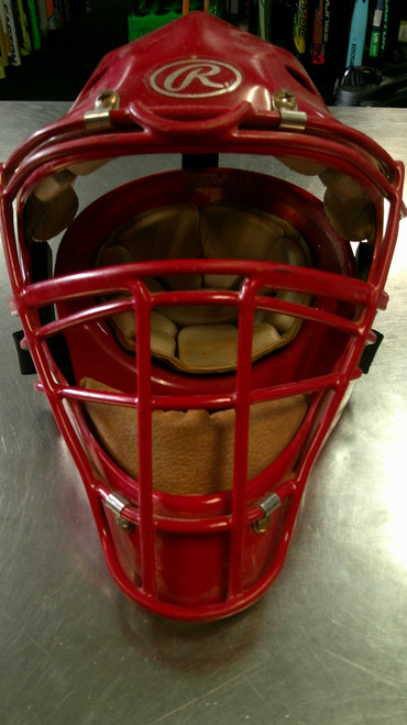 Vist Large View of Product Image Which is Used Rawlings COOLFLO Catchers Helmet w/Mask Red LG