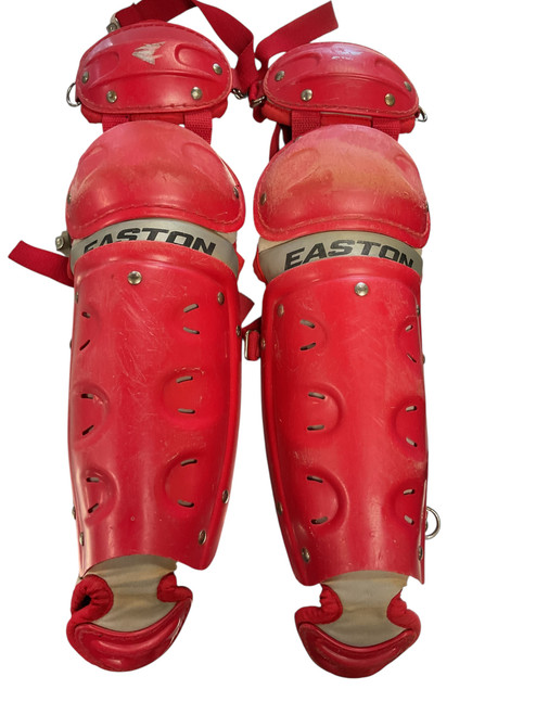 Vist Large View of Product Image Which is Used Easton SHIN GUARDS Catchers Leg Guards Red Youth