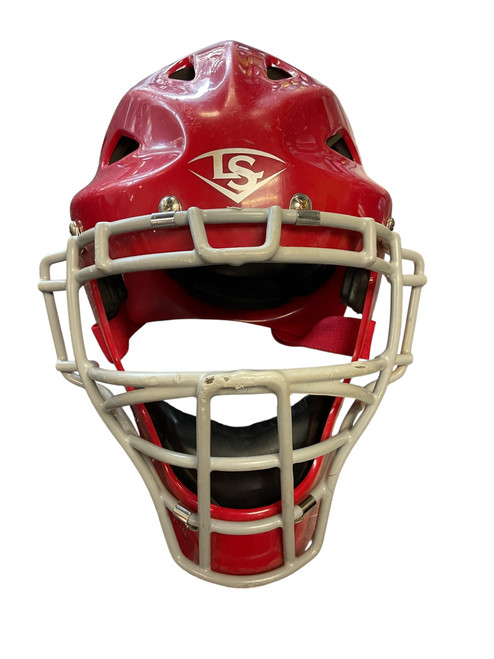 Vist Large View of Product Image Which is Used Louisville Slugger CATCHERS HELMET Catchers Helmet w/Mask Red MD