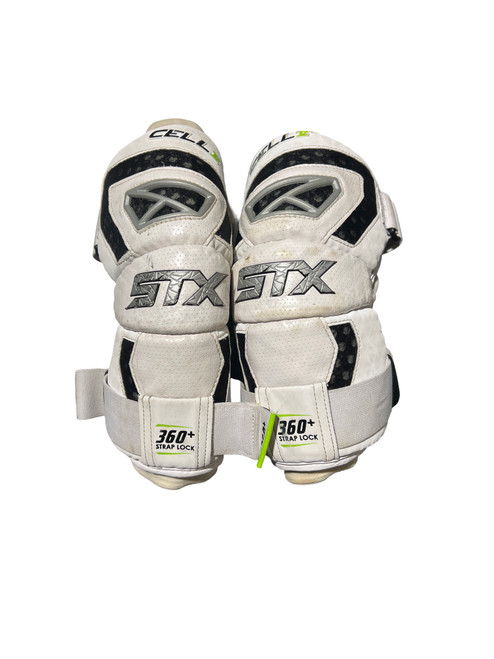 Vist Large View of Product Image Which is Used STX CELL V Lacrosse Arm Pads/Guards White LG
