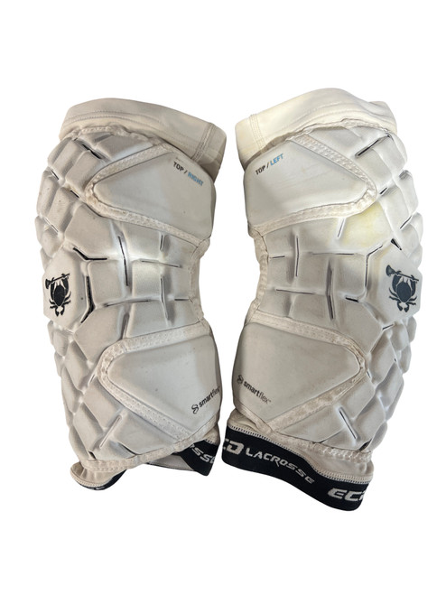 Vist Large View of Product Image Which is Used East Coast Dyes ELBOW Lacrosse Arm Pads/Guards White LG