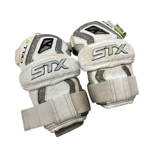 Vist Large View of Product Image Which is Used STX CELL IV ELBOW PADS Lacrosse Arm Pads/Guards White MD