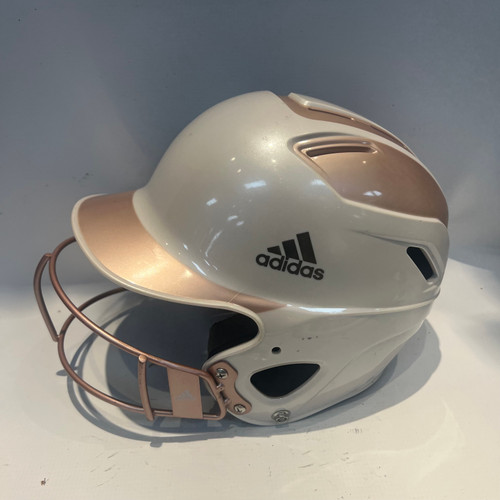 Vist Large View of Product Image Which is Used Adidas ROSE GOLD/WHITE HELMET Batting Helmet w/Mask Pink One Size