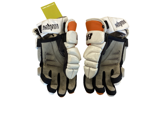 Vist Large View of Product Image Which is Used Warrior HUNDY Lacrosse Gloves Mens White MD