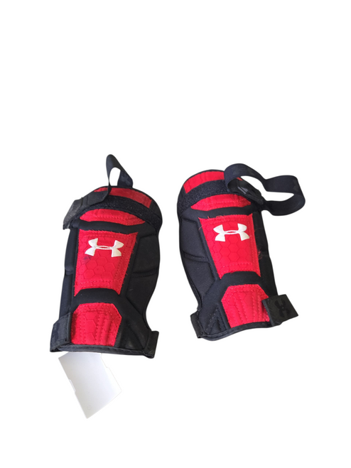 Vist Large View of Product Image Which is Used Under Armour Soccer Shin Guards Adult Red MD