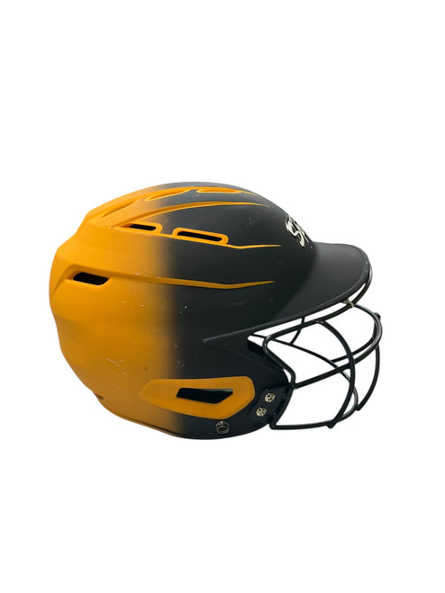 Vist Large View of Product Image Which is Used BoomBah BATTING HELMET W/ MASK Batting Helmet w/Mask Orange One Size