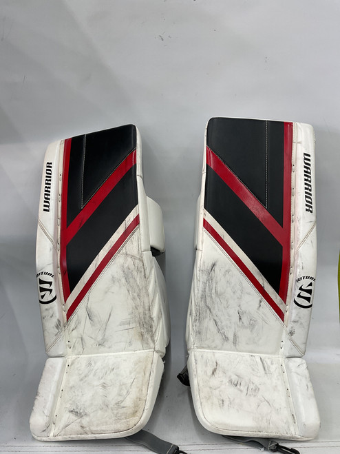 Vist Large View of Product Image Which is Used Warrior RG6 Goalie Leg Pads Youth White 26"