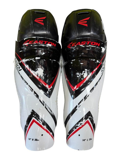 Used Easton SYNERGY Senior Shin Guards White 14" 11833-S000166350 Vist Large View of Product Image Which is Used Easton SYNERGY Senior Shin Guards White 14"